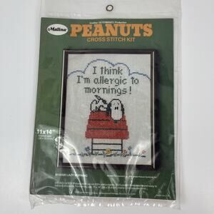 Malina Cross Stitch Kit Peanuts Snoopy 8110 020 Lazy Morning 11x14 Inch Vintage